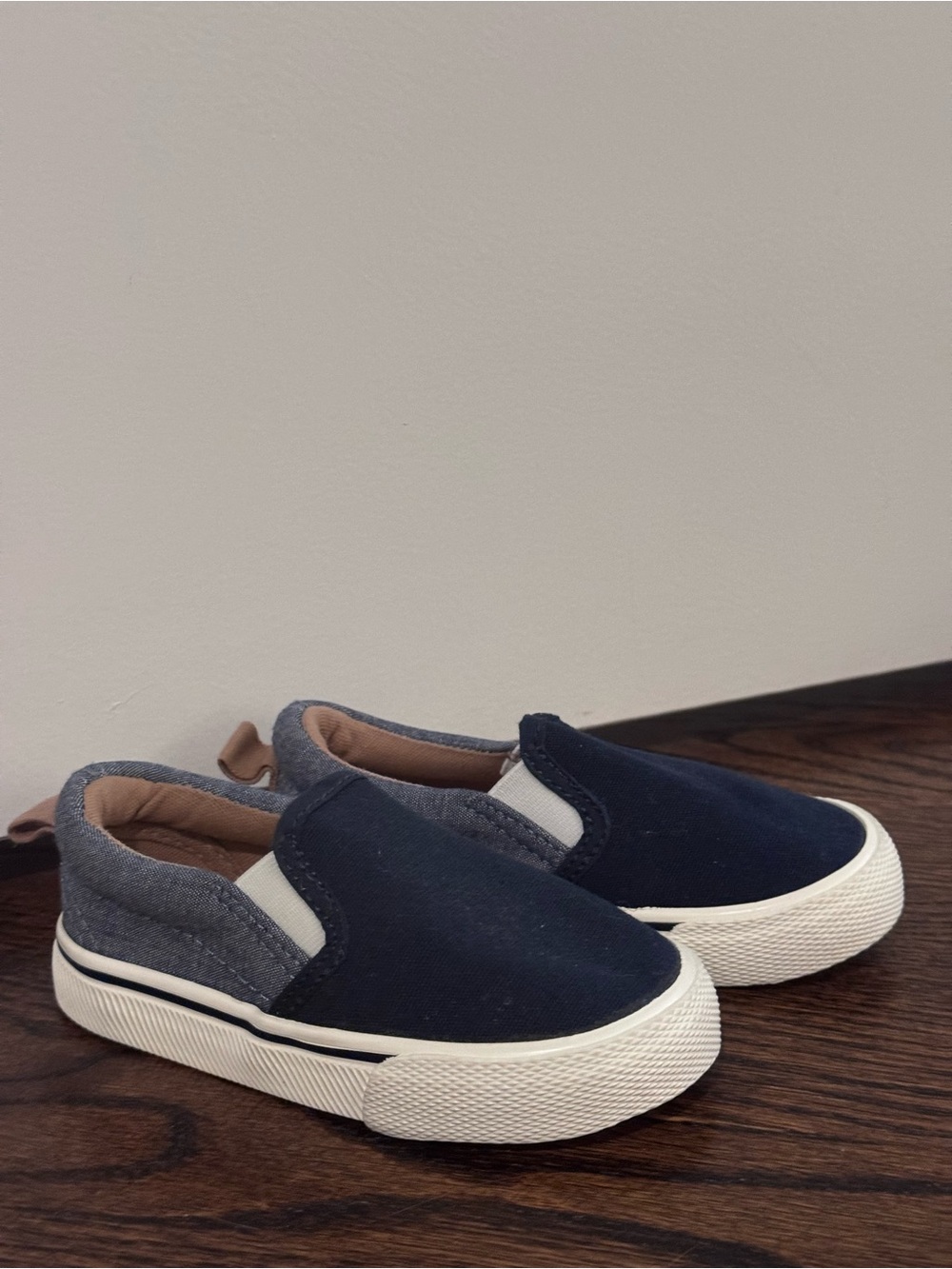 Navy & Gray Slip-On Canvas Sneakers
